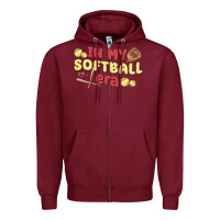 Burgundy in my softball era Zipper Hoodie - MaliasSmallBusiness