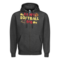 Charcoal Heather in my softball era Zipper Hoodie - MaliasSmallBusiness