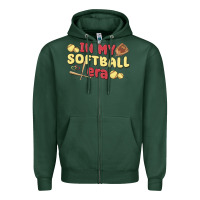 Sports Green in my softball era Zipper Hoodie - MaliasSmallBusiness