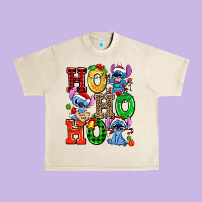 Ho Ho Ho Stitch Urban Heavy Tee Designed By Adodesignshop