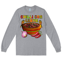 Heather Grey chilli con carne  with chilli pepper Long Sleeve Tee - AdoDesignShop