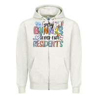Oatmeal Heather every bunny loves our residents Zipper Hoodie - MaliasSmallBusiness