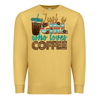 Antique Gold just a girl who loves coffee Premium Sweatshirt - BundleAndBundleShop
