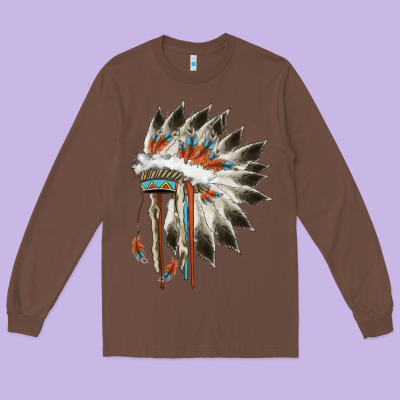 Indian Headress Long Sleeve Tee Designed By Adodesignshop