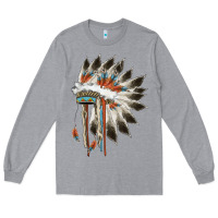 Heather Grey indian headress Long Sleeve Tee - AdoDesignShop