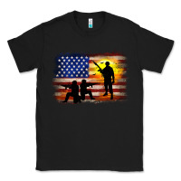 Black american flag soldier sunset Classic Tee - JahusDesignShop