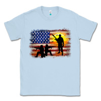 Dusty Blue american flag soldier sunset Classic Tee - JahusDesignShop