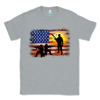 Heather Grey american flag soldier sunset Classic Tee - JahusDesignShop