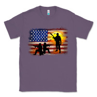 Lavender american flag soldier sunset Classic Tee - JahusDesignShop