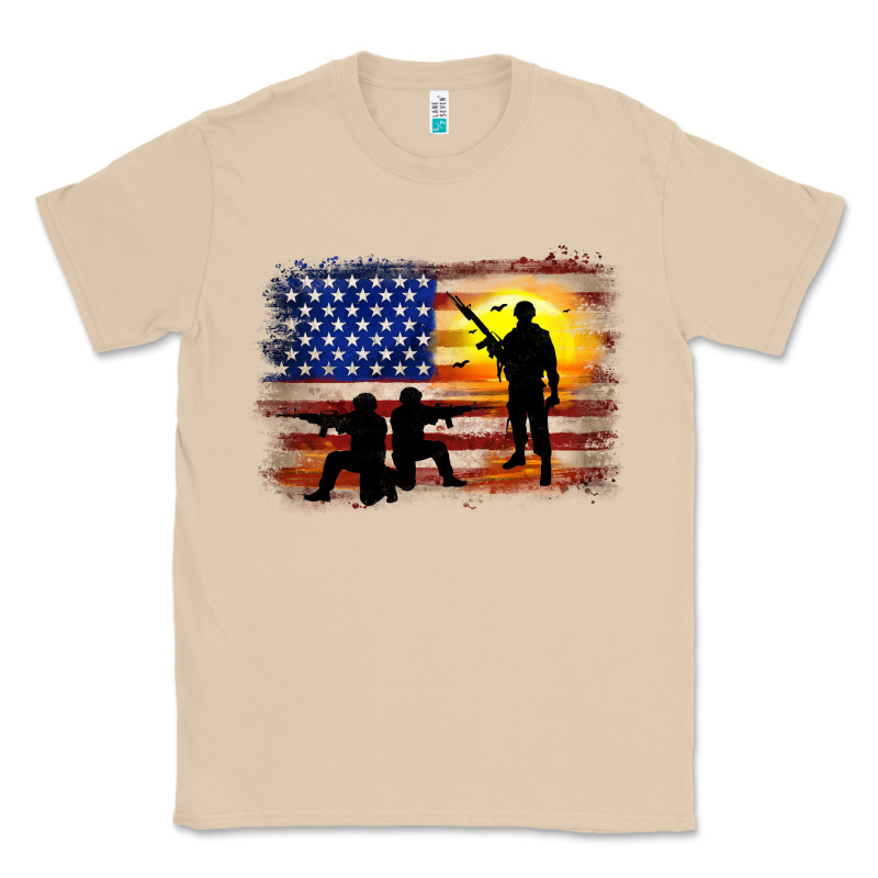 American Flag Soldier Sunset Classic Tee by JahusDesignShop | Teevron