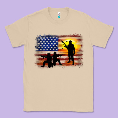 American Flag Soldier Sunset Classic Tee Designed By Jahusdesignshop