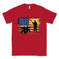 Red american flag soldier sunset Classic Tee - JahusDesignShop