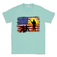 Seafoam american flag soldier sunset Classic Tee - JahusDesignShop