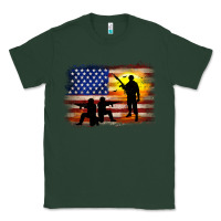 Sports Green american flag soldier sunset Classic Tee - JahusDesignShop