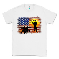 White american flag soldier sunset Classic Tee - JahusDesignShop
