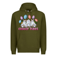 Army Green Easter Vibes with Bunny and Eggs Premium Hoodie - RanaPortraitStore