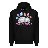Black Easter Vibes with Bunny and Eggs Premium Hoodie - RanaPortraitStore