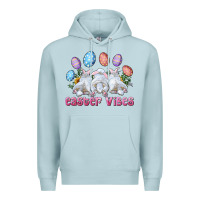 Blue Mist Easter Vibes with Bunny and Eggs Premium Hoodie - RanaPortraitStore