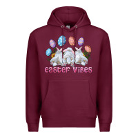 Burgundy Easter Vibes with Bunny and Eggs Premium Hoodie - RanaPortraitStore
