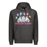 Charcoal Heather Easter Vibes with Bunny and Eggs Premium Hoodie - RanaPortraitStore