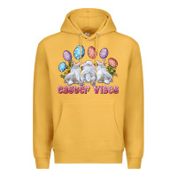 Mustard Easter Vibes with Bunny and Eggs Premium Hoodie - RanaPortraitStore