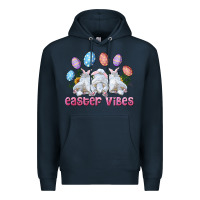 Navy Easter Vibes with Bunny and Eggs Premium Hoodie - RanaPortraitStore
