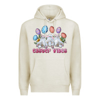 Oatmeal Heather Easter Vibes with Bunny and Eggs Premium Hoodie - RanaPortraitStore