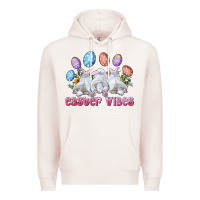 Pale Pink Easter Vibes with Bunny and Eggs Premium Hoodie - RanaPortraitStore