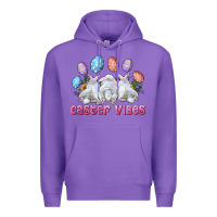 Purple Easter Vibes with Bunny and Eggs Premium Hoodie - RanaPortraitStore