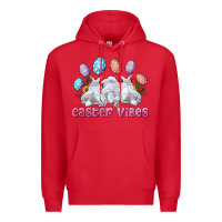 Red Easter Vibes with Bunny and Eggs Premium Hoodie - RanaPortraitStore