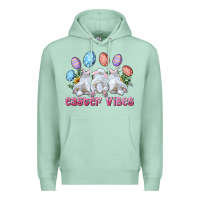 Seafoam Easter Vibes with Bunny and Eggs Premium Hoodie - RanaPortraitStore
