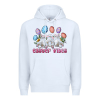 White Easter Vibes with Bunny and Eggs Premium Hoodie - RanaPortraitStore