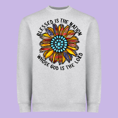 Blessed Is The Nation Whose God Is The Lord Heavyweight Sweatshirt Designed By Cowhidedigitalart