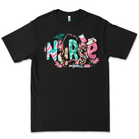 Black floral nurse Premium Tee - RanaPortraitStore