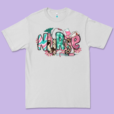 Premium Tee floral nurse