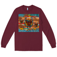 Burgundy saddle horseshoe leopard sunflower Long Sleeve Tee - Artiststas