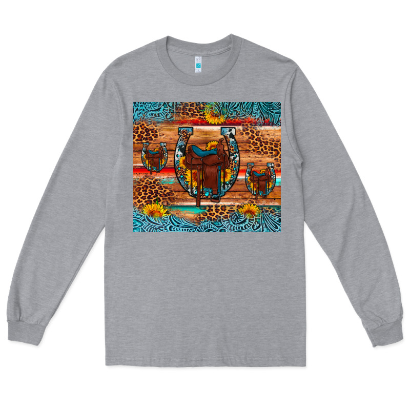 Saddle Horseshoe Leopard Sunflower Long Sleeve Tee by Artiststas | Teevron