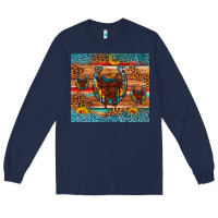Navy saddle horseshoe leopard sunflower Long Sleeve Tee - Artiststas