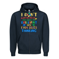 Navy dont speak much because im brilliant Zipper Hoodie - MaliasSmallBusiness