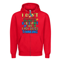 Red dont speak much because im brilliant Zipper Hoodie - MaliasSmallBusiness
