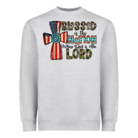 Heather Grey blessed İs the nation whose god is the lord Heavyweight Sweatshirt - CowhideDigitalArt