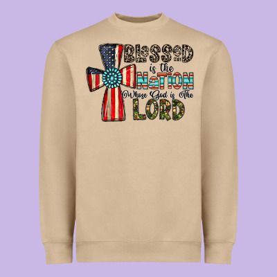 Blessed İs The Nation Whose God Is The Lord Heavyweight Sweatshirt Designed By Cowhidedigitalart