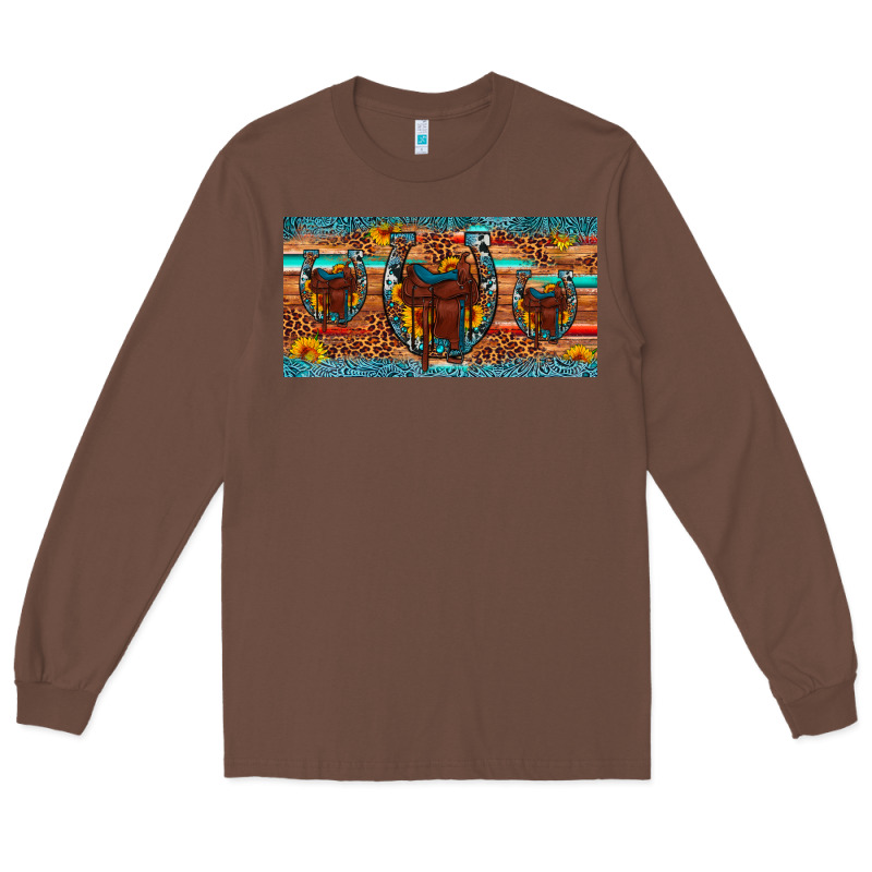 Saddle Horseshoe  Sunflower Leopard License Plate Long Sleeve Tee by Artiststas | Teevron