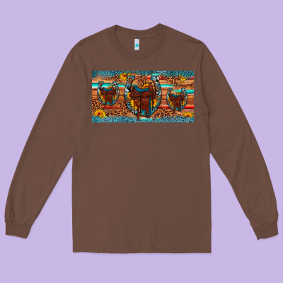 Saddle Horseshoe  Sunflower Leopard License Plate Long Sleeve Tee Designed By Artiststas
