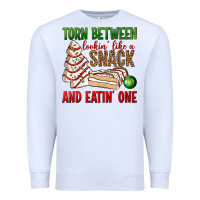 White torn between lookin' like a snack and eatin' one bbs Premium Sweatshirt - BundleAndBundleShop