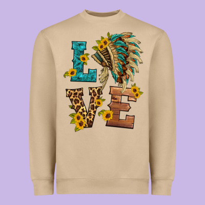 Love Indian Headdress Heavyweight Sweatshirt Designed By Hra Design Shop