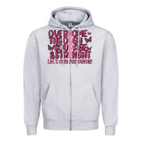Heather Grey overcome through courage strength  malia Zipper Hoodie - MaliasSmallBusiness