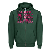 Sports Green overcome through courage strength  malia Zipper Hoodie - MaliasSmallBusiness
