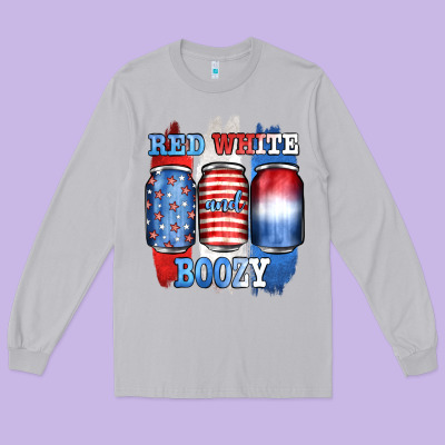 Red White And Boozy Long Sleeve Tee Designed By Jahusdesignshop