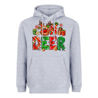 Heather Grey Oh deer Reindeer Heavyweight Hoodie - NancyCooperArtShop